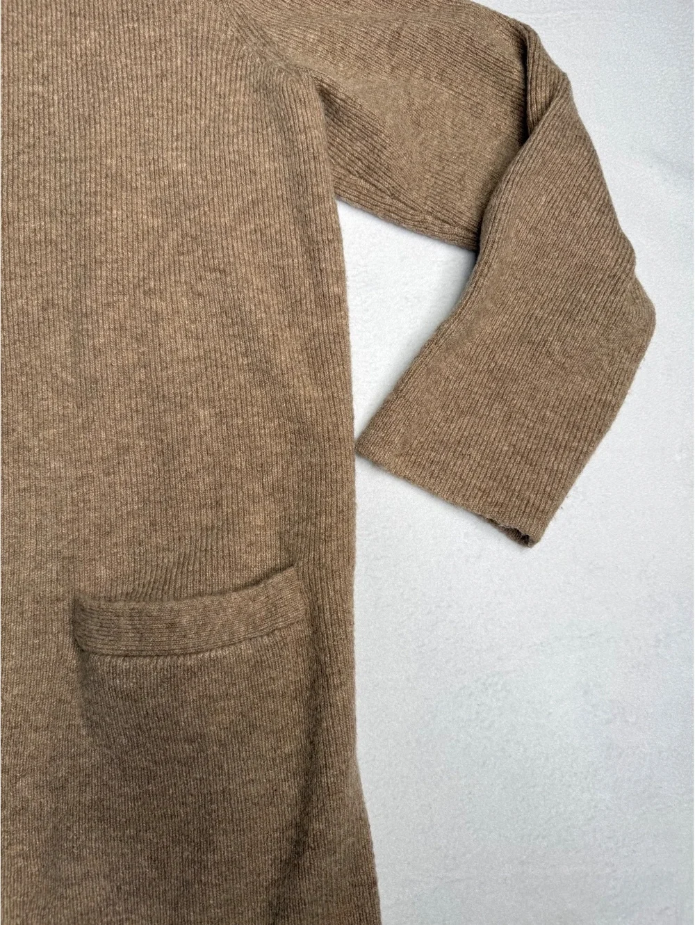 J.Crew Women’s XS Long Open Cardigan Brown Merino Wool Alpaca Blend Pockets